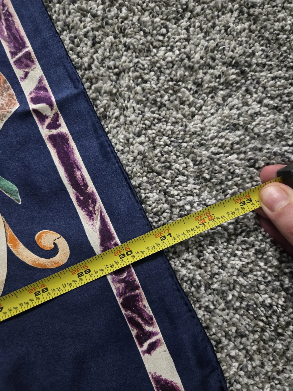 Anne Klein Navy Multicolor Printed Silk-Feel Scarf